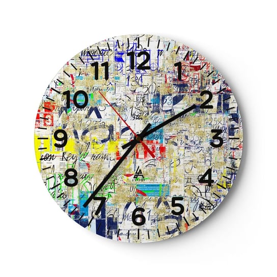 Zegar ścienny - Po prostu cieszy oczy - 40x40cm - Graffiti Mural Młodzież - Okrągły zegar szklany - Nowoczeny Stylowy Zegar do salonu do kuchni - Cichy i Modny zegar ARTTOR