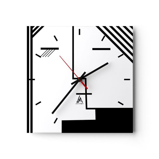 Zegar ścienny - Po prostu pocałunek - 30x30cm - Sztuka Współczesna Czarno-Biały Twarz - Kwadratowy zegar na szkle - Nowoczeny Stylowy Zegar do salonu do kuchni - Cichy i Modny zegar ARTTOR