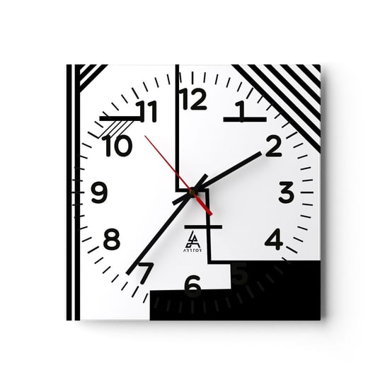 Zegar ścienny - Po prostu pocałunek - 30x30cm - Sztuka Współczesna Czarno-Biały Twarz - Kwadratowy zegar ścienny - Nowoczeny Stylowy Zegar do salonu do kuchni - Cichy i Modny zegar ARTTOR