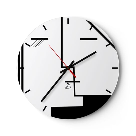 Zegar ścienny - Po prostu pocałunek - 30x30cm - Sztuka Współczesna Czarno-Biały Twarz - Okrągły zegar na szkle - Nowoczeny Stylowy Zegar do salonu do kuchni - Cichy i Modny zegar ARTTOR