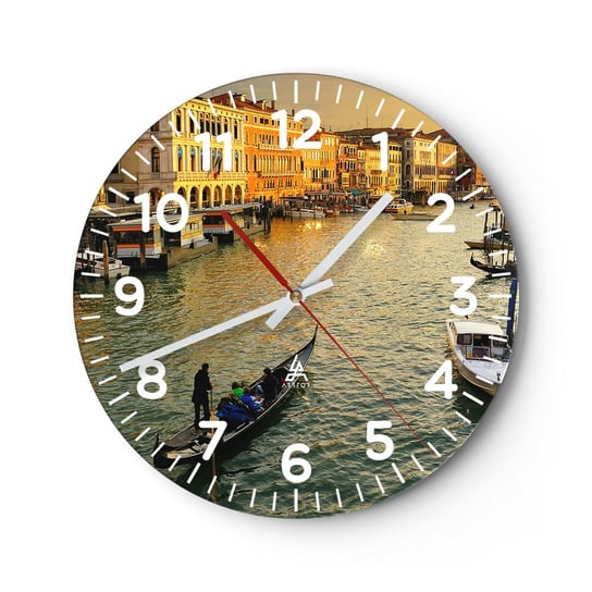 Zegar ścienny - Po słonecznej stronie ulicy - 30x30cm - Miasto Wenecja Włochy - Okrągły zegar ścienny - Nowoczeny Stylowy Zegar do salonu do kuchni - Cichy i Modny zegar ARTTOR