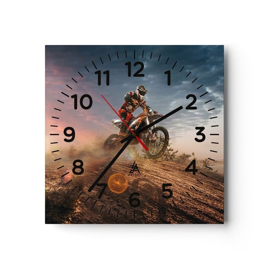 Zegar ścienny - Po zwycięstwo - 30x30cm - Sport Motocross Motocyklista - Kwadratowy zegar ścienny - Nowoczeny Stylowy Zegar do salonu do kuchni - Cichy i Modny zegar ARTTOR