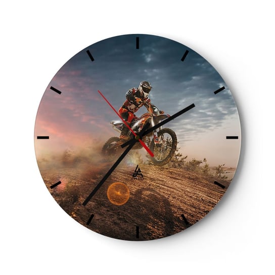 Zegar ścienny - Po zwycięstwo - 40x40cm - Sport Motocross Motocyklista - Okrągły zegar ścienny - Nowoczeny Stylowy Zegar do salonu do kuchni - Cichy i Modny zegar ARTTOR