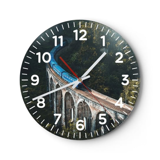 Zegar ścienny - Pociąg do natury - 30x30cm - Most Kolejowy Krajobraz Górski Pociąg Pasażerski - Okrągły zegar ścienny - Nowoczeny Stylowy Zegar do salonu do kuchni - Cichy i Modny zegar ARTTOR