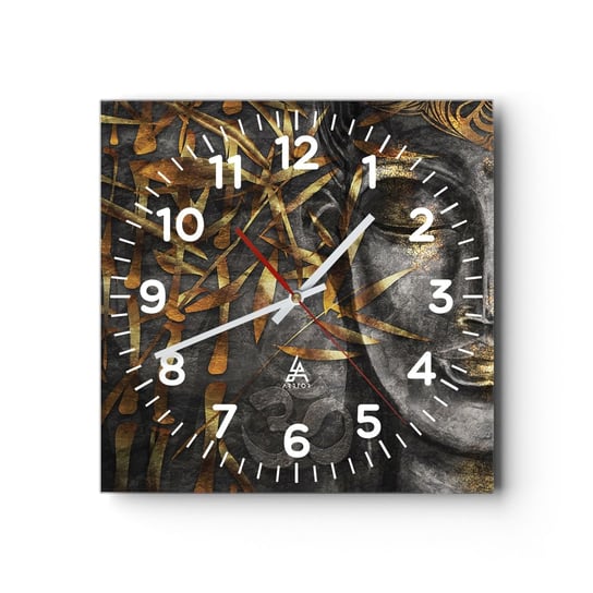 Zegar ścienny - Poczuj spokój - 30x30cm - Budda Kultura Azja - Kwadratowy zegar ścienny - Nowoczeny Stylowy Zegar do salonu do kuchni - Cichy i Modny zegar ARTTOR