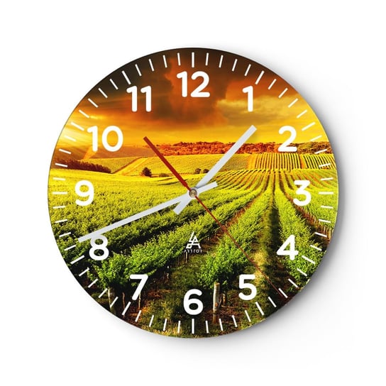 Zegar ścienny - Pod australijskim słońcem - 40x40cm - Krajobraz Winnica Australia - Okrągły zegar szklany - Nowoczeny Stylowy Zegar do salonu do kuchni - Cichy i Modny zegar ARTTOR