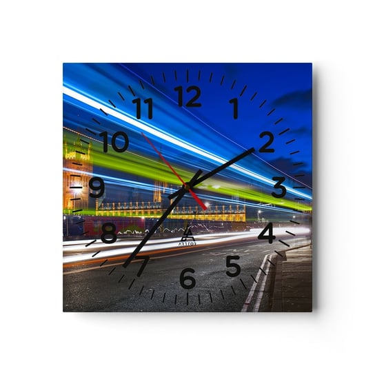 Zegar ścienny - Pod okiem Big Bena - 30x30cm - Miasta Londyn Architektura - Kwadratowy zegar ścienny - Nowoczeny Stylowy Zegar do salonu do kuchni - Cichy i Modny zegar ARTTOR