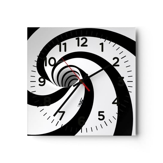 Zegar ścienny - Poddać się wirowi? - 30x30cm - Abstrakcja 3D Wir - Kwadratowy zegar ścienny - Nowoczeny Stylowy Zegar do salonu do kuchni - Cichy i Modny zegar ARTTOR