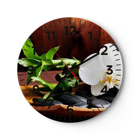 Zegar ścienny - Poddaj się dotykowi natury - 30x30cm - Kwiaty Orchidea Storczyk - Okrągły zegar ścienny - Nowoczeny Stylowy Zegar do salonu do kuchni - Cichy i Modny zegar ARTTOR