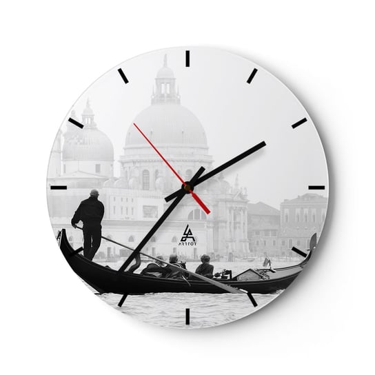 Zegar ścienny - Podróż do źródeł piękna - 40x40cm - Wenecja Miasto Architektura - Okrągły zegar ścienny - Nowoczeny Stylowy Zegar do salonu do kuchni - Cichy i Modny zegar ARTTOR