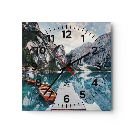 Zegar ścienny - Pokażemy ci piękno - 30x30cm - Krajobraz Góry Alpy - Kwadratowy zegar ścienny - Nowoczeny Stylowy Zegar do salonu do kuchni - Cichy i Modny zegar ARTTOR