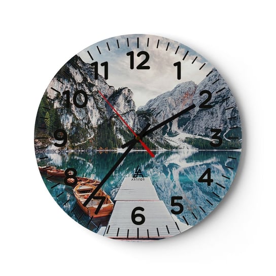 Zegar ścienny - Pokażemy ci piękno - 40x40cm - Krajobraz Góry Alpy - Okrągły zegar szklany - Nowoczeny Stylowy Zegar do salonu do kuchni - Cichy i Modny zegar ARTTOR
