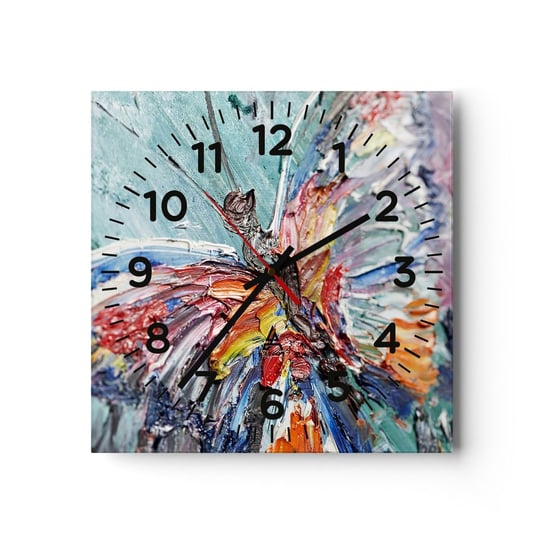 Zegar ścienny - Pomalowany przez naturę - 30x30cm - Abstrakcja Motyl Sztuka - Kwadratowy zegar ścienny - Nowoczeny Stylowy Zegar do salonu do kuchni - Cichy i Modny zegar ARTTOR