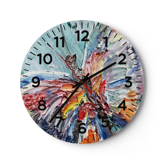 Zegar ścienny - Pomalowany przez naturę - 30x30cm - Abstrakcja Motyl Sztuka - Okrągły zegar ścienny - Nowoczeny Stylowy Zegar do salonu do kuchni - Cichy i Modny zegar ARTTOR