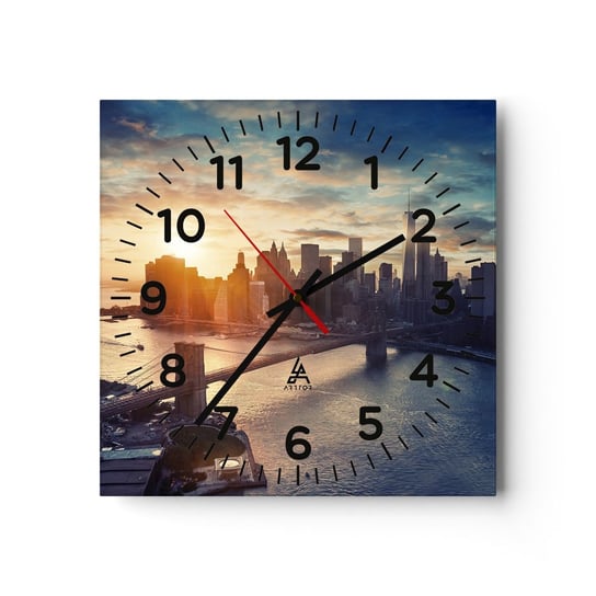 Zegar ścienny - Pomnik kultury Zachodu - 30x30cm - Nowy Jork Most Brookliński Architektura - Kwadratowy zegar ścienny - Nowoczeny Stylowy Zegar do salonu do kuchni - Cichy i Modny zegar ARTTOR