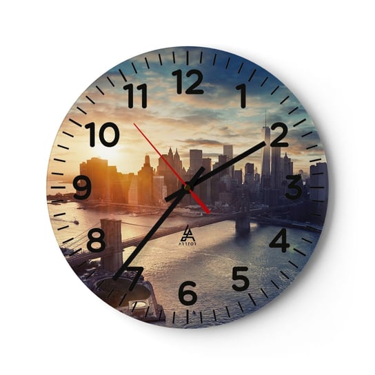 Zegar ścienny - Pomnik kultury Zachodu - 30x30cm - Nowy Jork Most Brookliński Architektura - Okrągły zegar ścienny - Nowoczeny Stylowy Zegar do salonu do kuchni - Cichy i Modny zegar ARTTOR