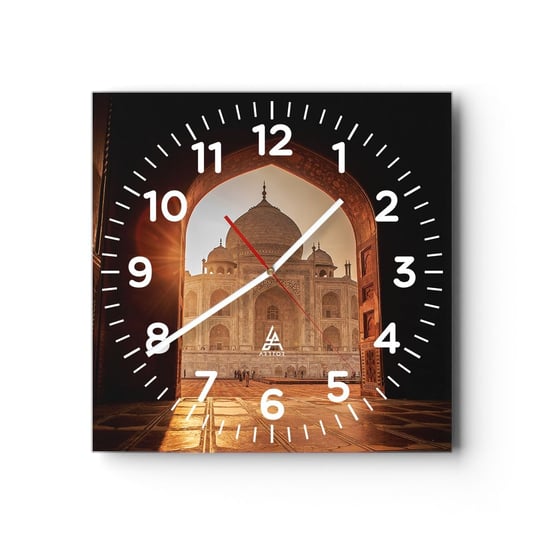 Zegar ścienny - Pomnik nieziemskiej miłości - 30x30cm - Architektura Indie Świątynia - Kwadratowy zegar ścienny - Nowoczeny Stylowy Zegar do salonu do kuchni - Cichy i Modny zegar ARTTOR