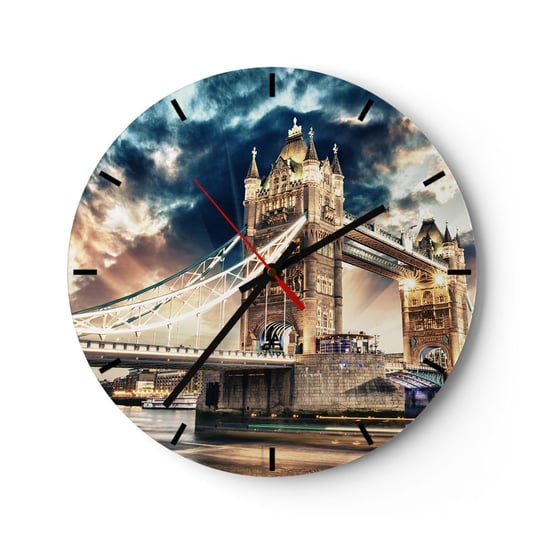 Zegar ścienny - Pomnik wiktoriańskiego imperium - 30x30cm - Miasto Londyn Architektura - Okrągły zegar na szkle - Nowoczeny Stylowy Zegar do salonu do kuchni - Cichy i Modny zegar ARTTOR