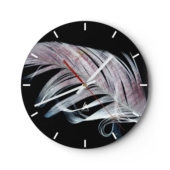 Zegar ścienny - Pomyśl o dotyku - 30x30cm - Ptasie Pióro Grafika Ptak - Okrągły zegar na szkle - Nowoczeny Stylowy Zegar do salonu do kuchni - Cichy i Modny zegar ARTTOR
