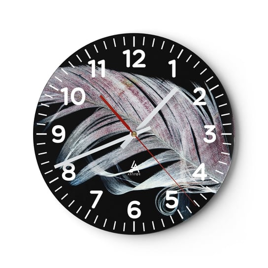 Zegar ścienny - Pomyśl o dotyku - 30x30cm - Ptasie Pióro Grafika Ptak - Okrągły zegar ścienny - Nowoczeny Stylowy Zegar do salonu do kuchni - Cichy i Modny zegar ARTTOR