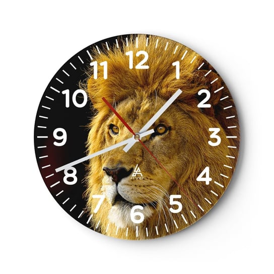 Zegar ścienny - Portret króla - 30x30cm - Zwierzęta  Lew Natura - Okrągły zegar ścienny - Nowoczeny Stylowy Zegar do salonu do kuchni - Cichy i Modny zegar ARTTOR