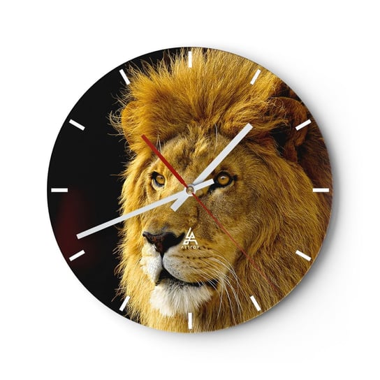 Zegar ścienny - Portret króla - 40x40cm - Zwierzęta  Lew Natura - Okrągły zegar ścienny - Nowoczeny Stylowy Zegar do salonu do kuchni - Cichy i Modny zegar ARTTOR