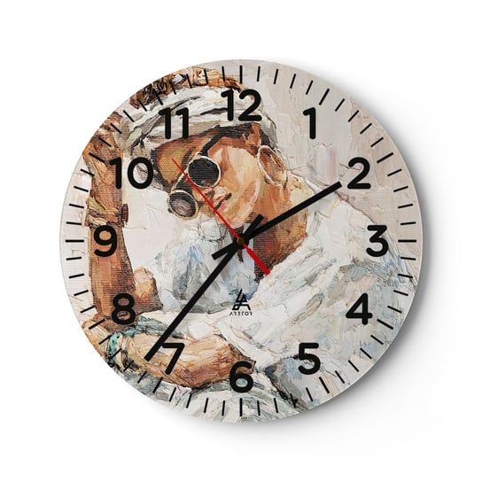 Zegar ścienny - Portret w pełnym słońcu - 30x30cm - Portret Boho Olejny - Okrągły zegar ścienny - Nowoczeny Stylowy Zegar do salonu do kuchni - Cichy i Modny zegar ARTTOR