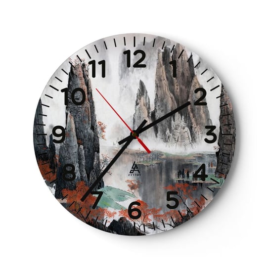 Zegar ścienny - Potężni opiekunowie - 30x30cm - Abstrakcja Fantasy Krajobraz - Okrągły zegar ścienny - Nowoczeny Stylowy Zegar do salonu do kuchni - Cichy i Modny zegar ARTTOR