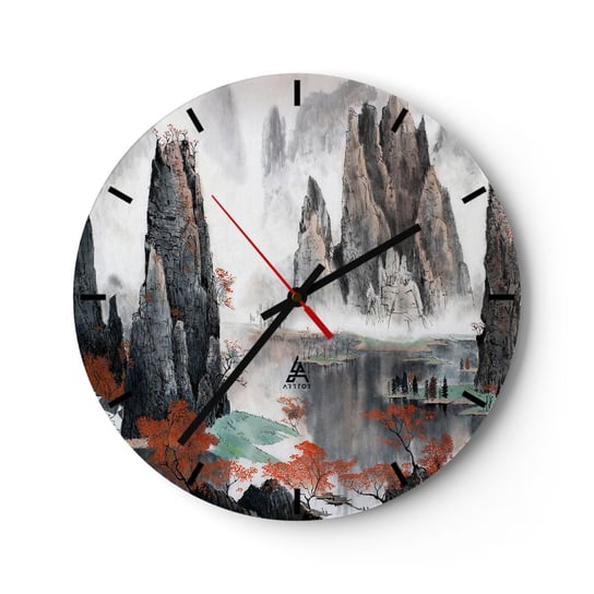 Zegar ścienny - Potężni opiekunowie - 40x40cm - Abstrakcja Fantasy Krajobraz - Okrągły zegar ścienny - Nowoczeny Stylowy Zegar do salonu do kuchni - Cichy i Modny zegar ARTTOR