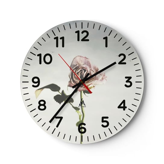 Zegar ścienny - Powitanie wiosny - 30x30cm - Róża Kwiat Sztuka - Okrągły zegar ścienny - Nowoczeny Stylowy Zegar do salonu do kuchni - Cichy i Modny zegar ARTTOR