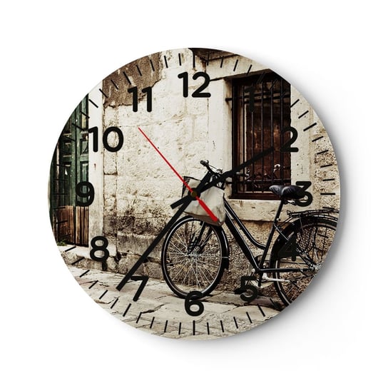 Zegar ścienny - Powrót do przeszłości - 30x30cm - Architektura Rower Vintage - Okrągły zegar ścienny - Nowoczeny Stylowy Zegar do salonu do kuchni - Cichy i Modny zegar ARTTOR