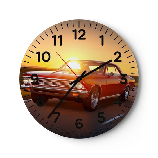Zegar ścienny - Pożądanie ma kolor czerwony - 30x30cm - Samochód Podróż Vintage - Okrągły zegar ścienny - Nowoczeny Stylowy Zegar do salonu do kuchni - Cichy i Modny zegar ARTTOR