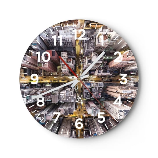 Zegar ścienny - Pozdrowienia z Hongkongu - 40x40cm - Miasto Hongkong Architektura - Okrągły zegar szklany - Nowoczeny Stylowy Zegar do salonu do kuchni - Cichy i Modny zegar ARTTOR