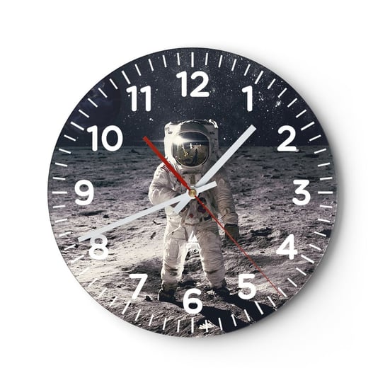 Zegar ścienny - Pozdrowienia z Księżyca - 30x30cm - Abstrakcja Człowiek Na Księżycu Astronauta - Okrągły zegar ścienny - Nowoczeny Stylowy Zegar do salonu do kuchni - Cichy i Modny zegar ARTTOR