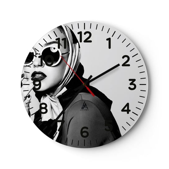 Zegar ścienny - Pozdrowienia z lat 60. - 30x30cm - Kobieta Twarz Kobiety Vintage - Okrągły zegar ścienny - Nowoczeny Stylowy Zegar do salonu do kuchni - Cichy i Modny zegar ARTTOR