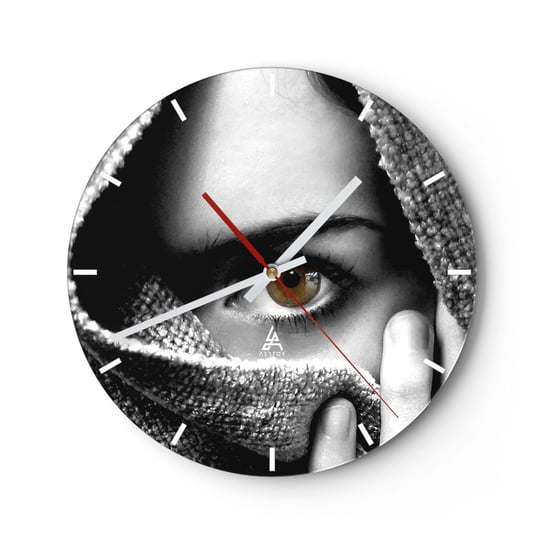 Zegar ścienny - Poznaj tajemnicę - 30x30cm - Ludzie Kobieta Kultura - Okrągły zegar na szkle - Nowoczeny Stylowy Zegar do salonu do kuchni - Cichy i Modny zegar ARTTOR