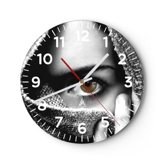 Zegar ścienny - Poznaj tajemnicę - 40x40cm - Ludzie Kobieta Kultura - Okrągły zegar szklany - Nowoczeny Stylowy Zegar do salonu do kuchni - Cichy i Modny zegar ARTTOR