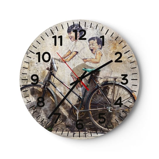 Zegar ścienny - Prawda czy fałsz? - 30x30cm - Abstrakcja Mural Rower - Okrągły zegar ścienny - Nowoczeny Stylowy Zegar do salonu do kuchni - Cichy i Modny zegar ARTTOR