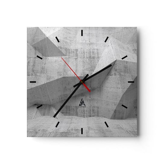 Zegar ścienny - Prawdziwe wyzwanie - 30x30cm - Abstrakcja Sztuka 3D - Kwadratowy zegar na szkle - Nowoczeny Stylowy Zegar do salonu do kuchni - Cichy i Modny zegar ARTTOR