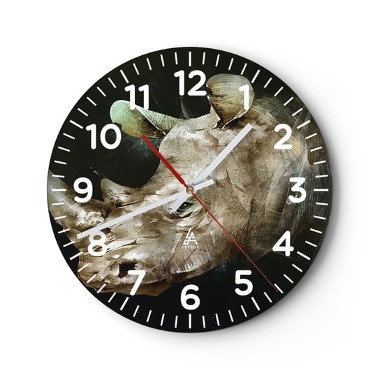 Zegar ścienny - Prawdziwie męska siła - 30x30cm - Abstrakcja Nosorożec Zwierzęta - Okrągły zegar ścienny - Nowoczeny Stylowy Zegar do salonu do kuchni - Cichy i Modny zegar ARTTOR