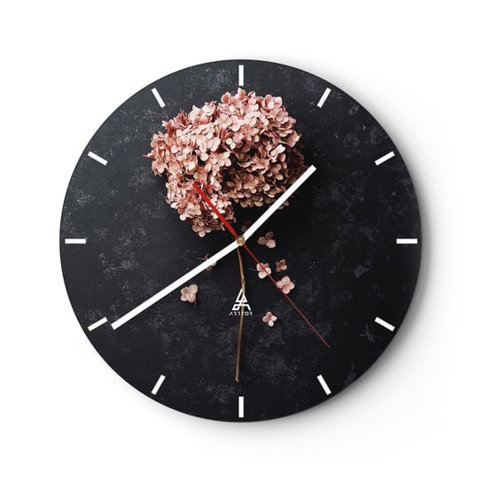 Zegar ścienny - Prawdziwie romantyczny znak - 30x30cm - Kwiat Hortensja Natura - Okrągły zegar na szkle - Nowoczeny Stylowy Zegar do salonu do kuchni - Cichy i Modny zegar ARTTOR