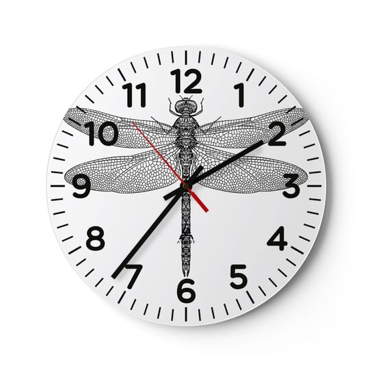 Zegar ścienny - Precyzja natury - 40x40cm - Ważka Owad Minimalistyczny - Okrągły zegar szklany - Nowoczeny Stylowy Zegar do salonu do kuchni - Cichy i Modny zegar ARTTOR