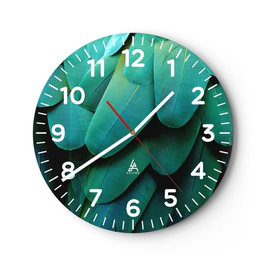 Zegar ścienny - Precyzja papuziej natury - 30x30cm - Liść Zielony Natura - Okrągły zegar ścienny - Nowoczeny Stylowy Zegar do salonu do kuchni - Cichy i Modny zegar ARTTOR