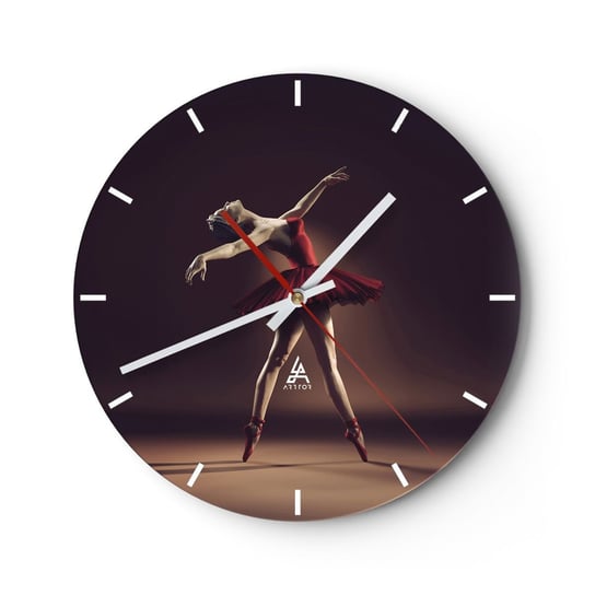 Zegar ścienny - Prima ballerina - 40x40cm - Baletnica Taniec Balet - Okrągły zegar ścienny - Nowoczeny Stylowy Zegar do salonu do kuchni - Cichy i Modny zegar ARTTOR