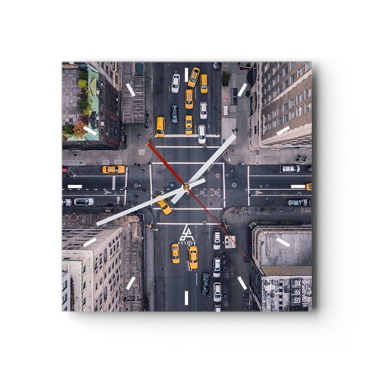 Zegar ścienny - Prosty wybór - 30x30cm - Nowy Jork Miasto Architektura - Kwadratowy zegar na szkle - Nowoczeny Stylowy Zegar do salonu do kuchni - Cichy i Modny zegar ARTTOR