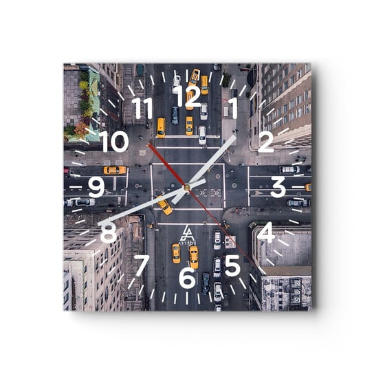 Zegar ścienny - Prosty wybór - 40x40cm - Nowy Jork Miasto Architektura - Kwadratowy zegar szklany - Nowoczeny Stylowy Zegar do salonu do kuchni - Cichy i Modny zegar ARTTOR