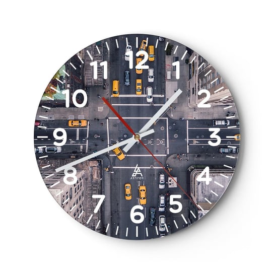 Zegar ścienny - Prosty wybór - 40x40cm - Nowy Jork Miasto Architektura - Okrągły zegar szklany - Nowoczeny Stylowy Zegar do salonu do kuchni - Cichy i Modny zegar ARTTOR