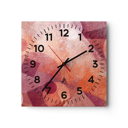 Zegar ścienny - Przekształcenia geometryczne w różu - 30x30cm - Abstrakcja Sztuka Nowoczesny Wzór - Kwadratowy zegar ścienny - Nowoczeny Stylowy Zegar do salonu do kuchni - Cichy i Modny zegar ARTTOR