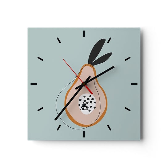 Zegar ścienny - Przeniknąć w naturę rzeczy - 30x30cm - Grafika Gruszka Sztuka - Kwadratowy zegar na szkle - Nowoczeny Stylowy Zegar do salonu do kuchni - Cichy i Modny zegar ARTTOR