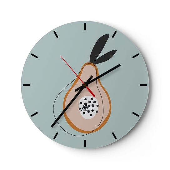 Zegar ścienny - Przeniknąć w naturę rzeczy - 30x30cm - Grafika Gruszka Sztuka - Okrągły zegar na szkle - Nowoczeny Stylowy Zegar do salonu do kuchni - Cichy i Modny zegar ARTTOR